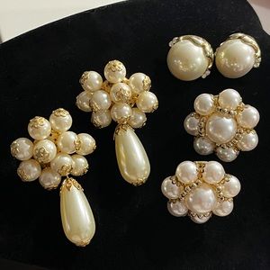 ✨Stunning Three Pairs of Vintage Pearls Earrings